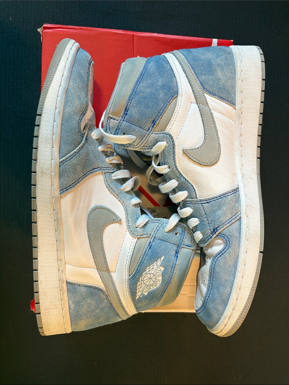 Jordan High-Top Sneakers in Light Blue, White and Gray